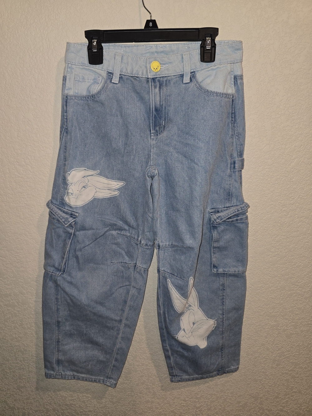Justice x Looney Tunes Girls Cargo Carpenter Jeans - Two-Tone Light Wash 12